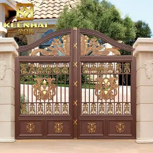 High-End Luxury Garden Decoration Customizable 3D Model Aluminum Wrought Iron Gate Powder Coated Entrance Main Hall Fence Panels