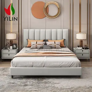 फर्नीचर राजा आकार चमड़े बिस्तर आधुनिक अच्छी नींद टाटा डिजाइन कपड़े मंच बिस्तर बिस्तर कमरे के लिए