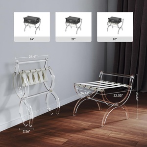 Gấp Acrylic hành lý Rack hiển thị Vali đứng với fashonal Dây đai cho phòng khách, phòng ngủ, khách sạn giữ - Product Image 4