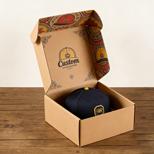 Caja de Cartón Kraft GoTop para Gorras de Béisbol con Estampado en Caliente y Diseño Floral Personalizado, Empaque Premium para Gorras - Product Image 3