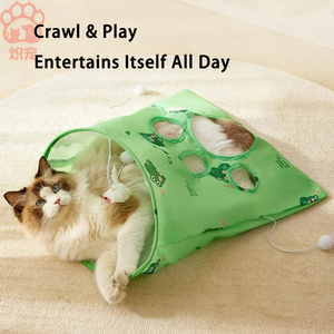 Di alta qualità eco-friendly vendita calda gatto giocattolo carino Self-Play piega Tunnel di carta gatto giocattolo, masticare-resistente palle di peluche Set per gatti - Product Image 4