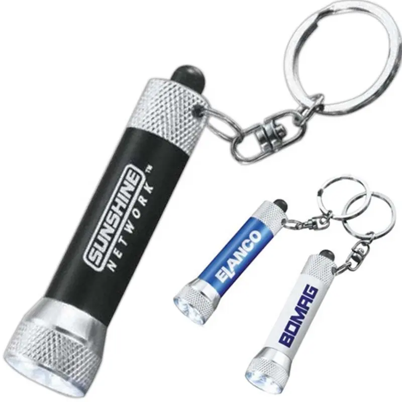 Custom Logo Mini Flashlights Keychain 5 Bulbs LED Pocket Torch Keychain Handheld Flashlights for Camping Kids Party Favors Gift