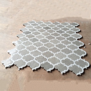 Azulejos de mosaico Waterjet con forma de linterna de mosaico de mármol gris para decoración de interiores - Product Image 2