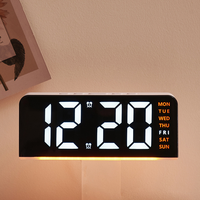 Horloge numérique à affichage numérique à grande police avec lumière d'ambiance innovante, horloge de bureau, horloge numérique multifonctionnelle avec alarme, GH8033