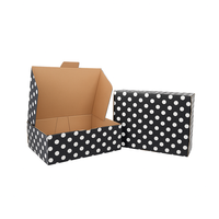 Kotak hadiah lipat Polka Dot Hitam dan putih kemasan karton bergaya untuk kue perhiasan butik solusi penyimpanan atas Flip
