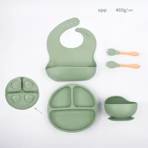 Tenedor y cuchara Juego de vajilla de silicona para niños Vajilla de silicona para bebés Juego de alimentación de silicona para bebés