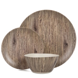 Vajillas — assiettes en bois et en mélamine, ensemble de vaisselle de maison, pique-nique, pour 6 personnes, 100% - Product Image 1