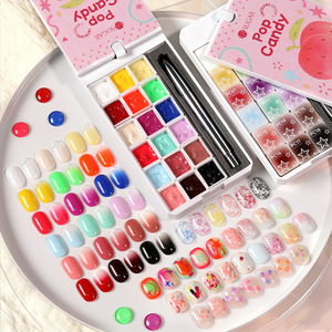 Gel UV LED pour nail art, gel de peinture solide haute saturation, gel à ongles tapable, avec couvercle rotatif à 18 compartiments, pour dégradé blush, vente en gros - Product Image 1