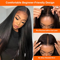 Pelucas de Cabello Humano Liso Extremo, Pelucas Sin Pegamento 13x6 con Encaje Frontal Transparente, Cabello Brasileño
