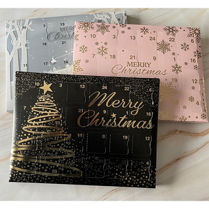 Caja de <span class=keywords><strong>Calendario</strong></span> de <span class=keywords><strong>Adviento</strong></span> Navideño Ecológica con Grabado Dorado Personalizado, Bandeja de 24 Cavidades para Ceras Aromáticas con Diseño de Árbol de Navidad - Product Image 5