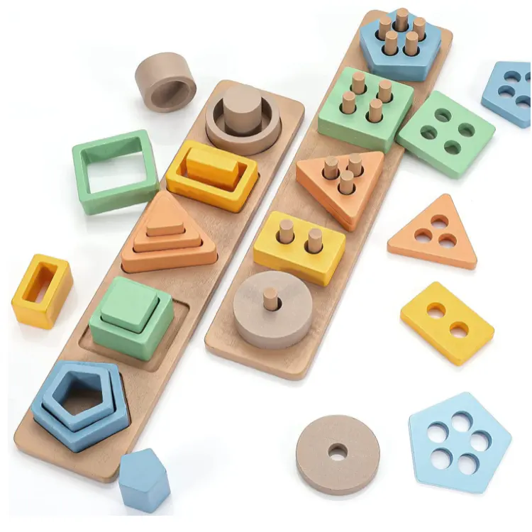 shape color desk montessori balance wooden rainbow kids stacking toys
