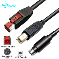 Câble USB vers USB Type B + Hosiden 3Pin Din Y personnalisé alimenté par 24V pour imprimante de reçus POS, terminal EPOS