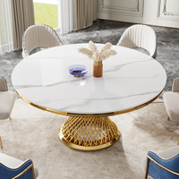 Meubles de maison de luxe, cuisine, tables de salle à manger ultra modernes, table ronde en pierre frittée