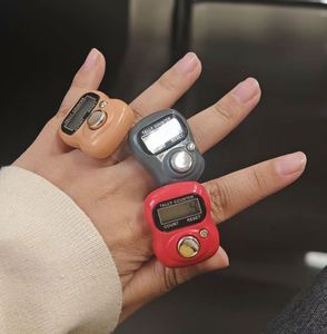 Compteur numérique LED miniature en plastique écologique, réglable, en forme d'anneau, personnalisable (couleur et logo) pour la concentration - Vente en gros - Product Image 1