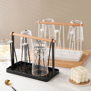 Keuken Eettafel Staande Waterfles Droogrek Met 6 Haken Metalen Black Cup Droogrek - Product Image 3