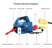 Mini treuil électrique, outils de levage, treuil électrique, treuil à câble métallique, treuil de traction électrique portable, 10 fournis, 1,5 kW