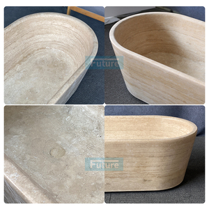 Piedra de Travertino Beige 100% Natural, Ovalada, de Lujo, Personalizada, para Baños de Hoteles, Apartamentos, Villas o Espacios Exteriores - Product Image 2