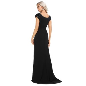 Luxury Elegant Satin Rayon Floor-Length Evening Dress <strong>Red</strong> <strong>Black</strong> Ball <strong>Gown</strong> Sequined Draped Waistline V-neck Built-in Bra OEM - Product Image 5