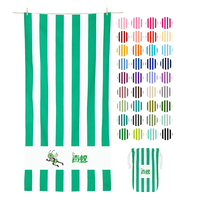 Wholesale Custom Logo Super Absorbent Quick Dry Colour Striped Towel Microfiber Suede Beach Towels Sand Free