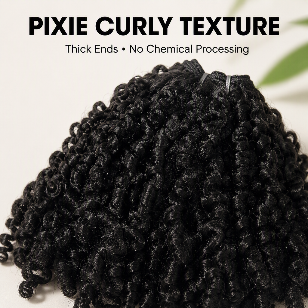 KAMA Wholesale Soft Mixed Blended Human Hair Bundles Cheap Pixie Curly Weaving Hair Weft for Black Hair Women - Factory Detail View 2