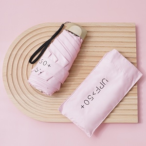 Paraguas <span class=keywords><strong>de</strong></span> protección solar ultraligero <span class=keywords><strong>de</strong></span> doble uso, pequeño y fresco, cinco UPF50 + plegables para viaje, Mini paraguas, venta al por mayor, mango plano - Product Image 6