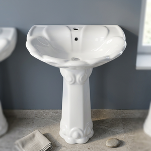 Lavabo en céramique série Capri 25x20 avec piédestal complet pour hôpitaux, centres commerciaux et salles de bain modernes - Product Image 4