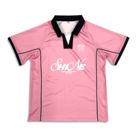 Camisetas de Fútbol Retro Personalizables de Manga Corta, Sublimadas, Transpirables, Antibacterianas y de Secado Rápido, Color Rosa, 100%