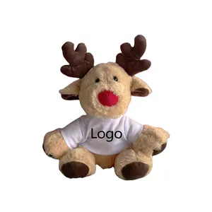 Grosir 20cm boneka rusa custom rusa kutub mewah kaus kustom logo rusa mainan mewah