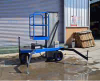 Table élévatrice verticale portable en alliage d'aluminium de 4 à 10m à mât unique Manlift Hydraulic Lifter Large Wheels