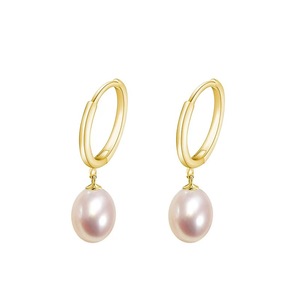 ROXI S925 Pendientes de aro circulares de perlas con forma Barroca de plata esterlina chapados en oro para mujer - Product Image 5