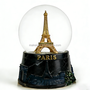 Globo de Nieve Personalizado con la <span class=keywords><strong>Torre</strong></span> <span class=keywords><strong>Eiffel</strong></span>, Recuerdo de Resina del Monumento de París con Base Personalizable para Viajes y Promoción de Marca - Product Image 2