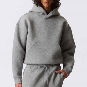 Sweat à capuche unisexe de luxe avec impression de logo personnalisé, surdimensionné, en molleton français lourd, streetwear hip-hop, coupe ample pour homme - Product Image 1