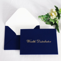 Benutzer definierte Goldfolie transparente Acryl Hochzeits einladung karte mit benutzer definierten LOGO Navy Velvet Envelope
