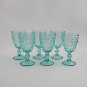 Goblets düğün parti kırmızı şarap kadehleri mavi dokulu renkli züccaciye amber şarap gözlük