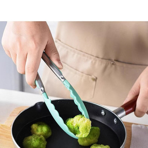 Stainless Steel Kitchen Tongs Silicone Handle BBQ Tong Non-Slip Food Tong Utensil Cooking <b>Clip</b> Clamp Salad Serving Baking Tool - Product Image 2
