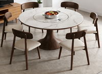 Ensemble de table à manger ronde multifonctionnelle avec plateau tournant et cuisinière à induction intégrée pour la maison, la cuisine et le restaurant