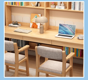 Meja komputer multifungsi anak-anak, Meja belajar di rumah kantor gaya ganda dengan laci penyimpanan dan rak tahan lama multifungsi - Product Image 3