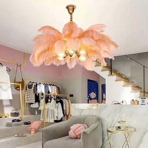 Lampadario Decorativo in Piume di Struzzo Marroni Soffici, Diametro 120cm, 48 Pollici, Lampada a Sospensione Artistica LED con Telecomando - Product Image 2