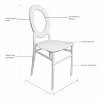 Chaise de mariage ovale en résine blanche moderne pour salle à manger, banquet, hôtel, événementiel – Vente en gros, directement de l'usine