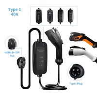 Chargeur de voiture électrique portable de niveau 2, 9 kW, 40 A, SAE J1772 Type 1