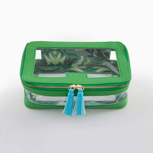 Sac à main fourre-tout décontracté transparent avec fermeture éclair, motif floral et pompon, idéal pour le voyage et les cosmétiques - Product Image 4