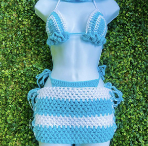 Custom Bohemian Best Swimwear Handmade Crochet Bikini Plus Size 2 Peça Set Mini Biquíni Swimwear <span class=keywords><strong>Beachwear</strong></span> para As Mulheres