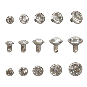Bling& Bling Personalizados, Tachuelas de Presión de Extremo Cerrado de Latón <span class=keywords><strong>con</strong></span> Cristal y Pedrería, Baño de Plata Sin Níquel, 6mm 8mm 10mm, <span class=keywords><strong>con</strong></span> Vástago de Remache de 2-4mm - Product Image 1