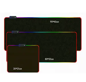 Best seller 7 color 14 mode custom logo large size rubber black xxl colorful led rgb lighting anti-sl gaming mouse pad