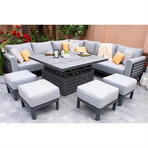 <span class=keywords><strong>Antigua</strong></span> Sitzgruppen moderno negro aluminio patio trasero muebles al aire libre sofá conjunto Patio muebles de exterior para jardín con mesa elevadora - Product Image 1