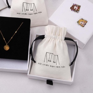 Custom Logo Printed Brush Canvas Cotton <b>Dust</b> <b>Bag</b> for Jewelry Antique Drawstring Bracelet Packaging Jewelry Pouch - Product Image 6