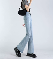 ZZH XZ2728 Celana jeans wanita berpinggang tinggi model lurus, modis dan serbaguna untuk gaya kasual.