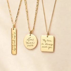 Collana con Ciondolo Personalizzato in Acciaio Inossidabile Placcato Oro 18K, Incisione Logo <span class=keywords><strong>Nome</strong></span> Data, Collana Rotonda o Rettangolare per Coppie e Amicizia - Product Image 1