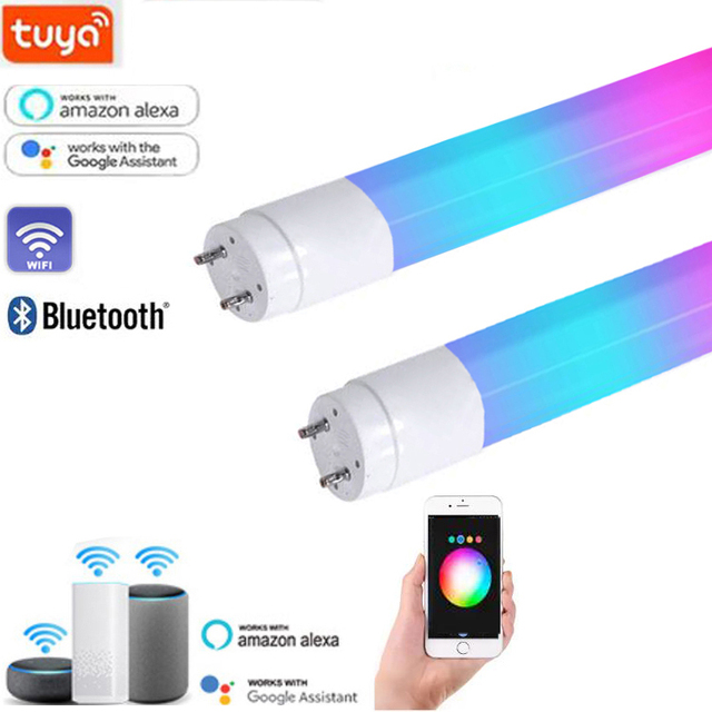 Hot Sales 0.6M 0.9M 1.2M  AC100-240V T8 G13 TUYA WIFI Google Home Alexa APP  5050 RGB+warm White 3000K RGBW IC LED Tube Lights