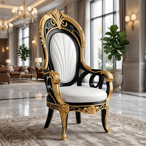 Ensemble de canapés et fauteuils en teck de luxe, fauteuil d'appoint royal rembourré en mousse pour salon, hôtel, villa, meubles - Product Image 2